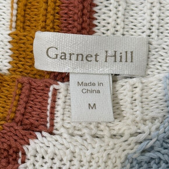 Garnet Hill Zigzag Pattern Womens Sweater 3/4 Sleeve Linen Cotton Blend Size M - Picture 4 of 8